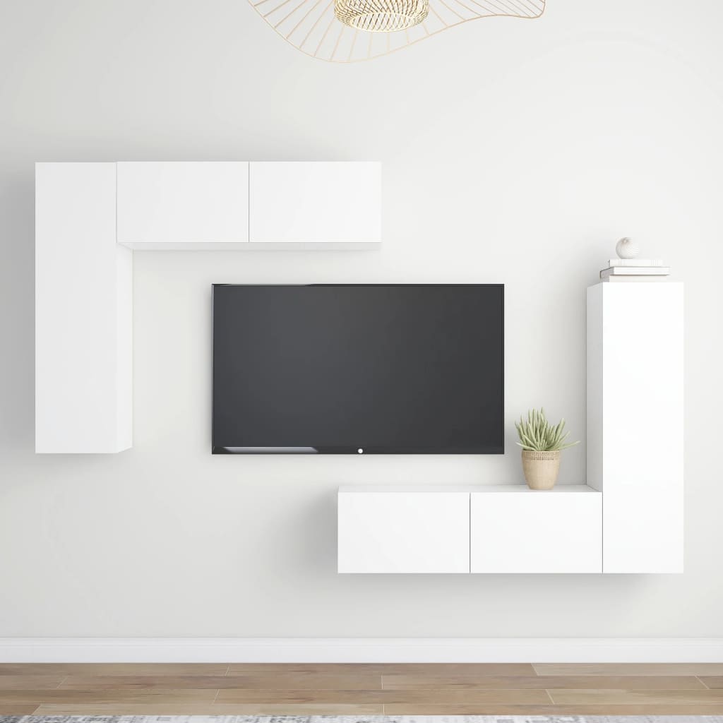 Ensemble de meubles TV 4 pièces en bois blanc
