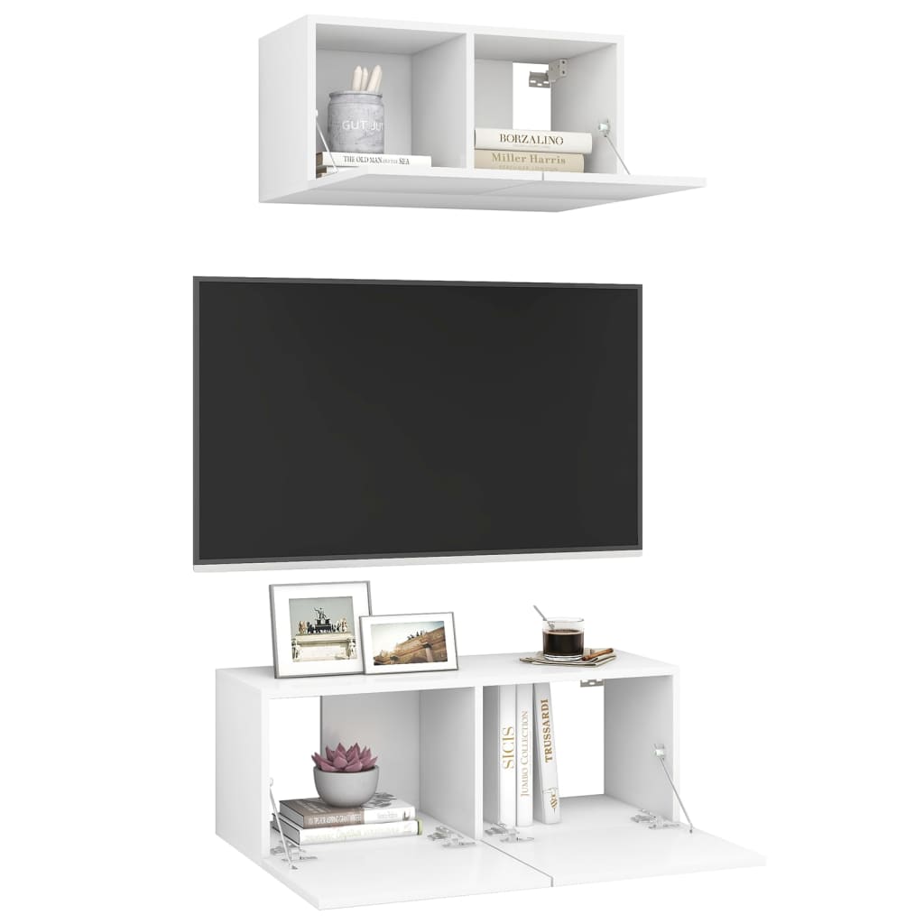 Ensemble de meubles TV 2 pièces en bois blanc