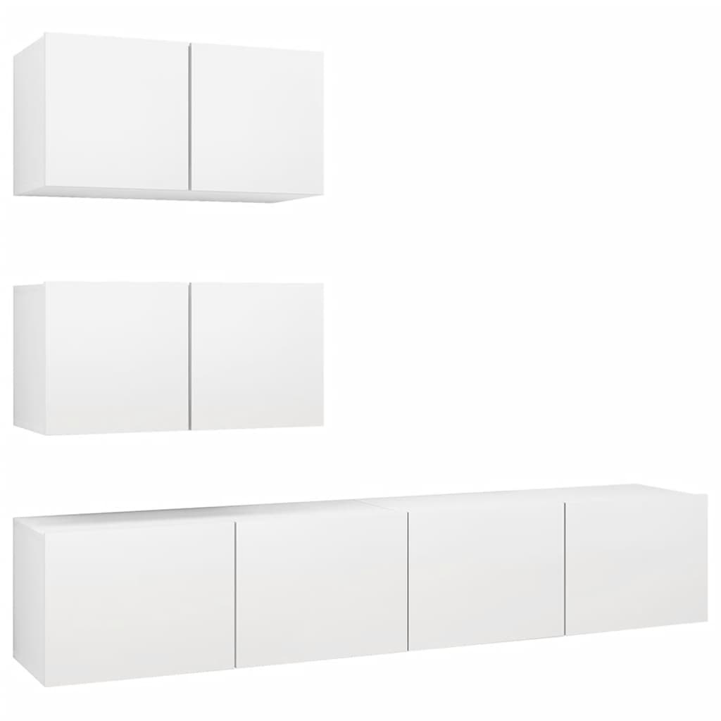 4-tlg. TV-Schrank-Set Weiß Holzwerkstoff