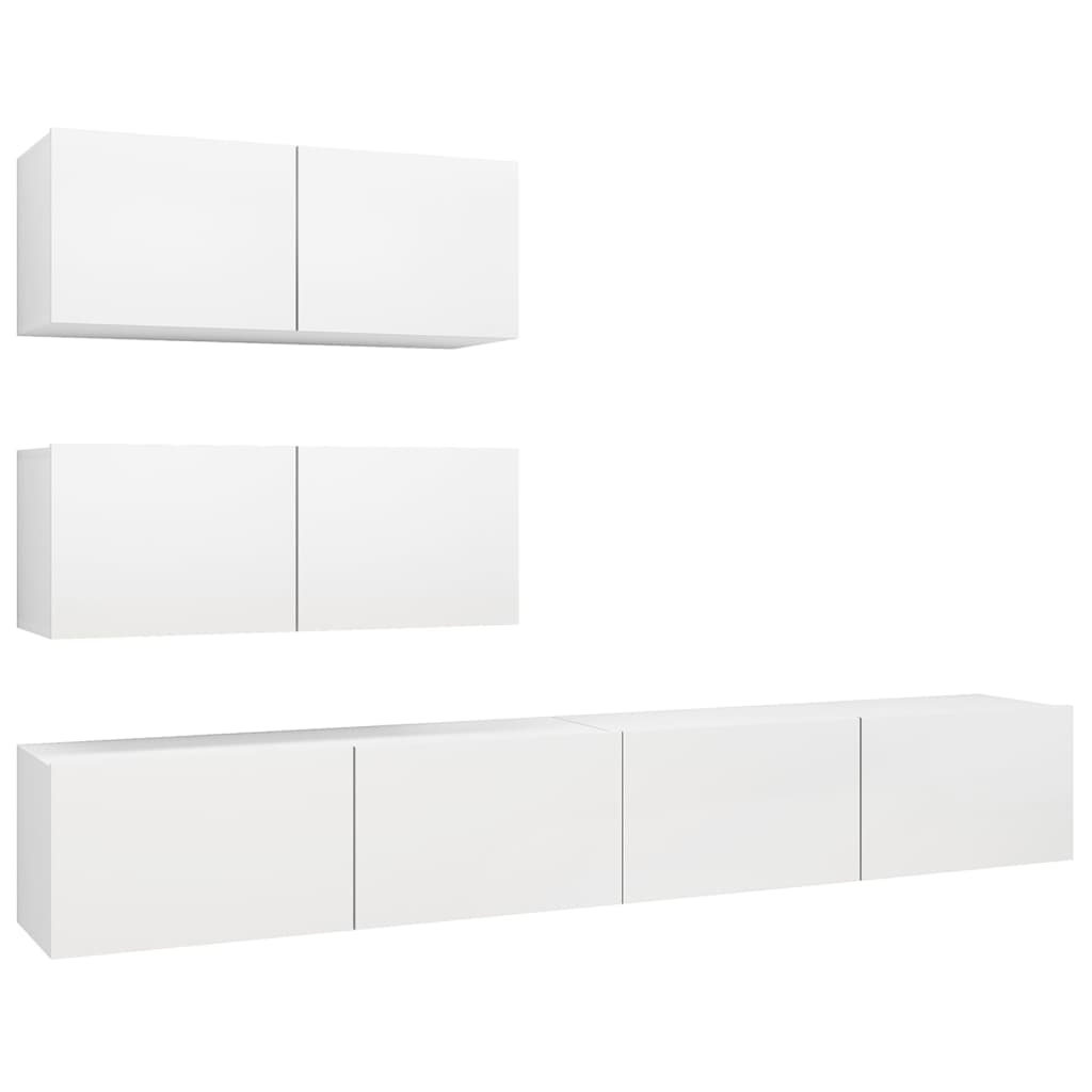 Ensemble de meubles TV 4 pièces en bois blanc