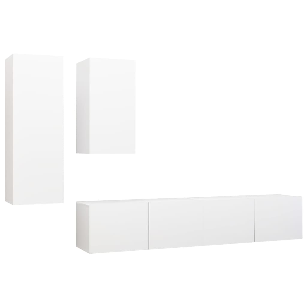 Ensemble de meubles TV 4 pièces en bois blanc