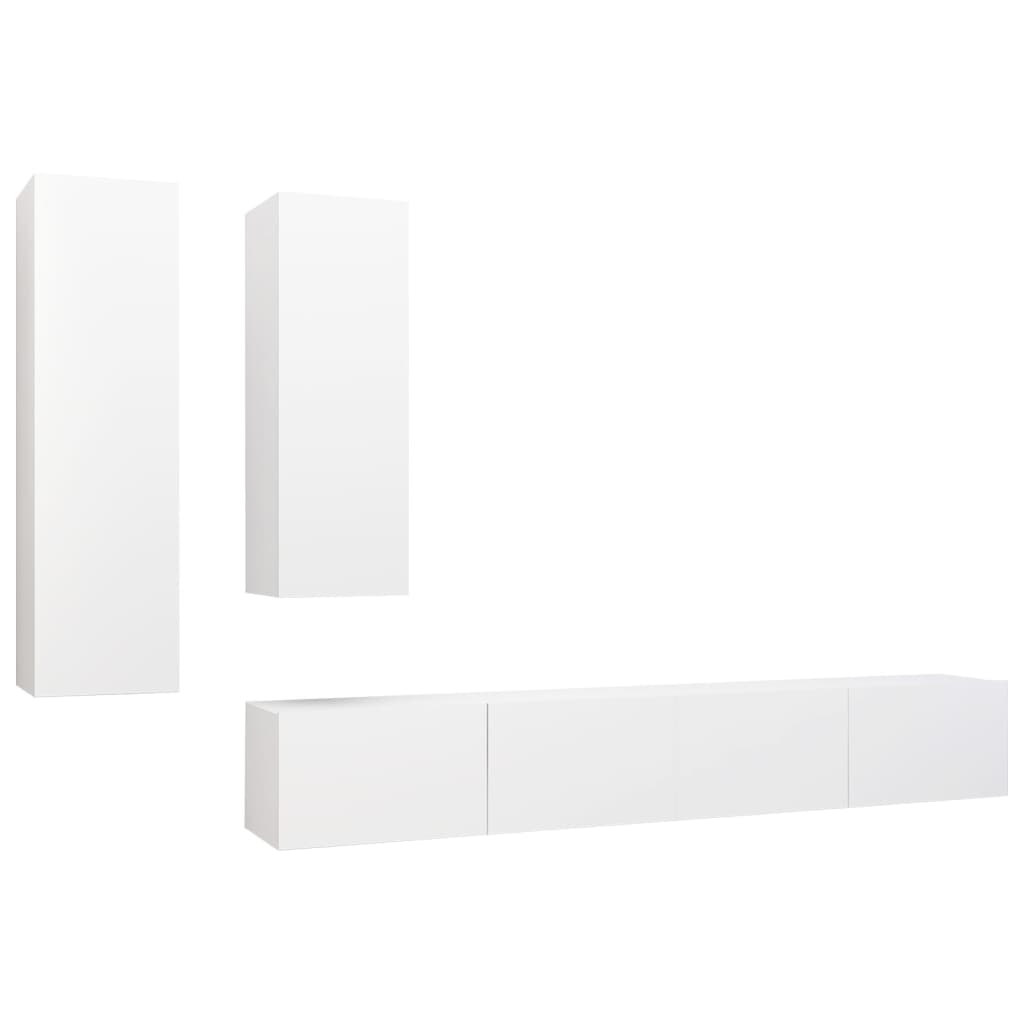 Ensemble de meubles TV 4 pièces en bois blanc