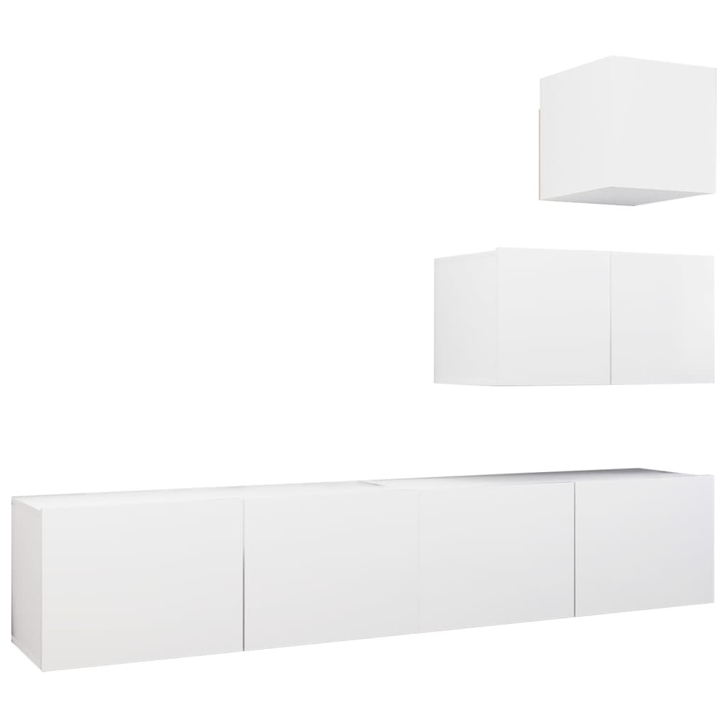 Ensemble de meubles TV 4 pièces en bois blanc