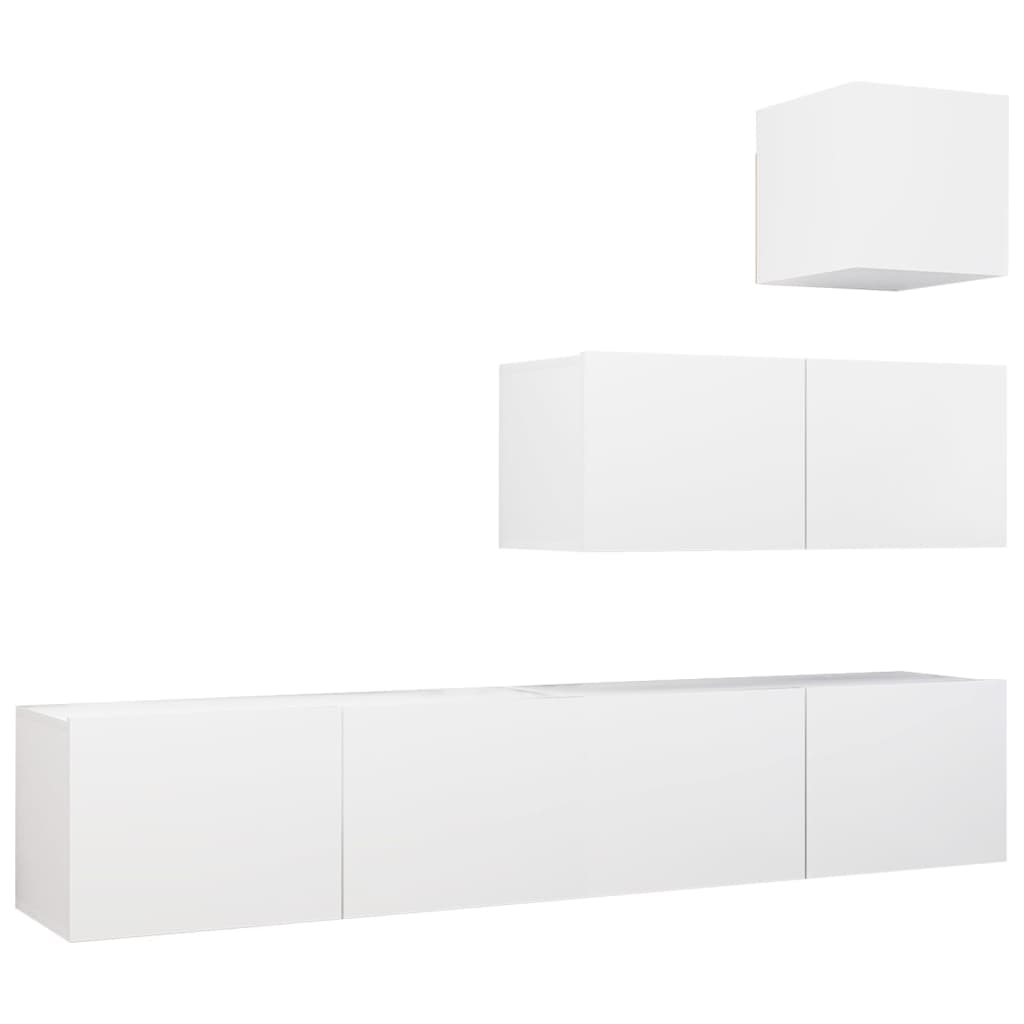 Ensemble de meubles TV 4 pièces en bois blanc