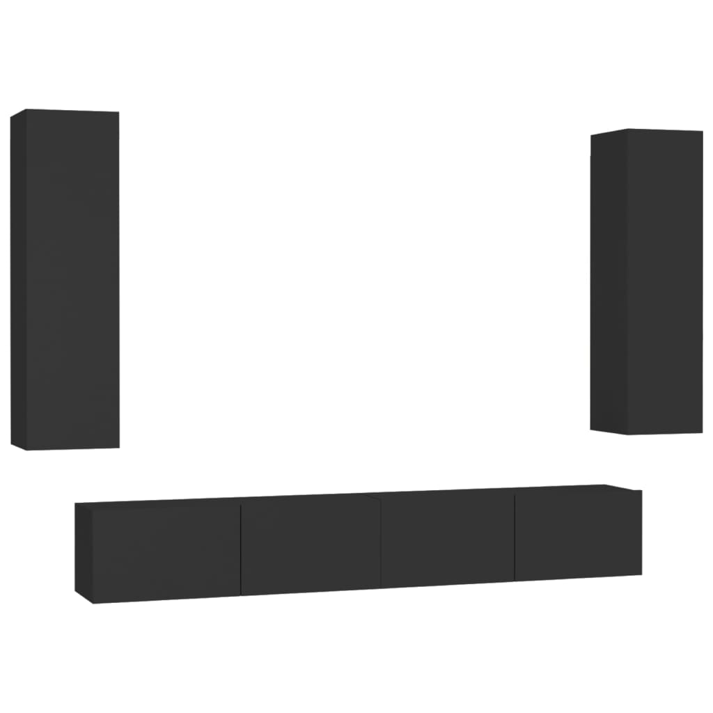 Ensemble de meubles TV 4 pièces en bois noir