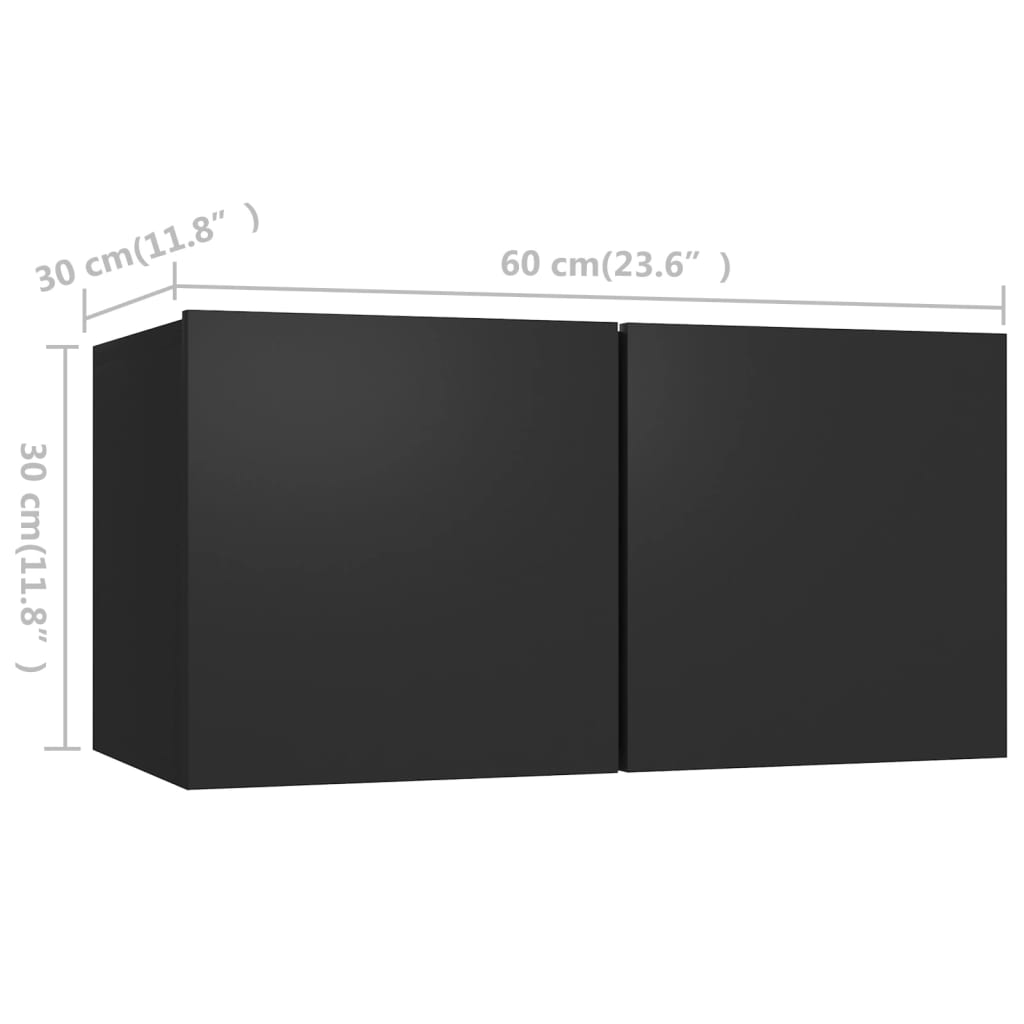 Ensemble de meubles TV 3 pièces en bois noir