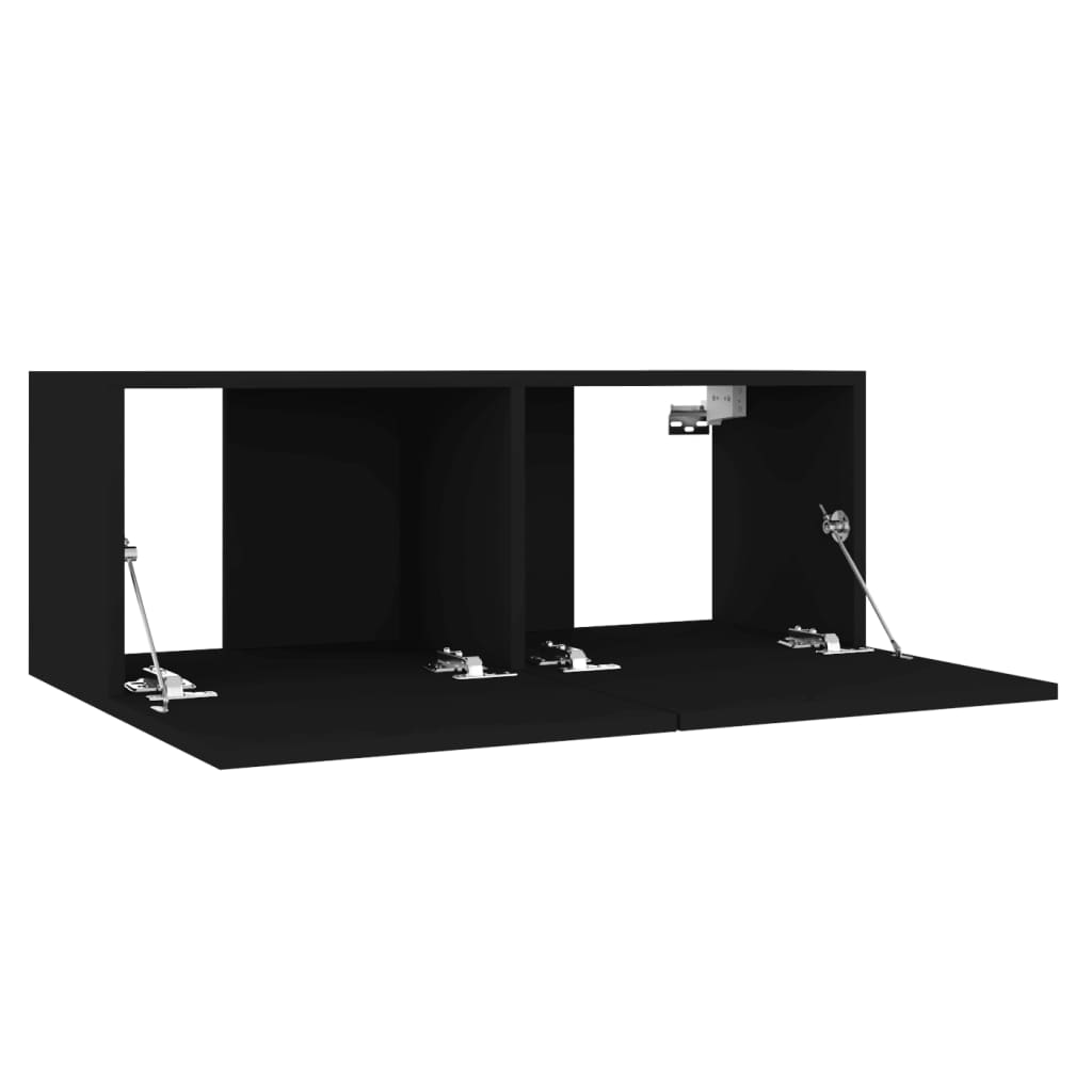 Ensemble de meubles TV 3 pièces, matériau à base de bois noir