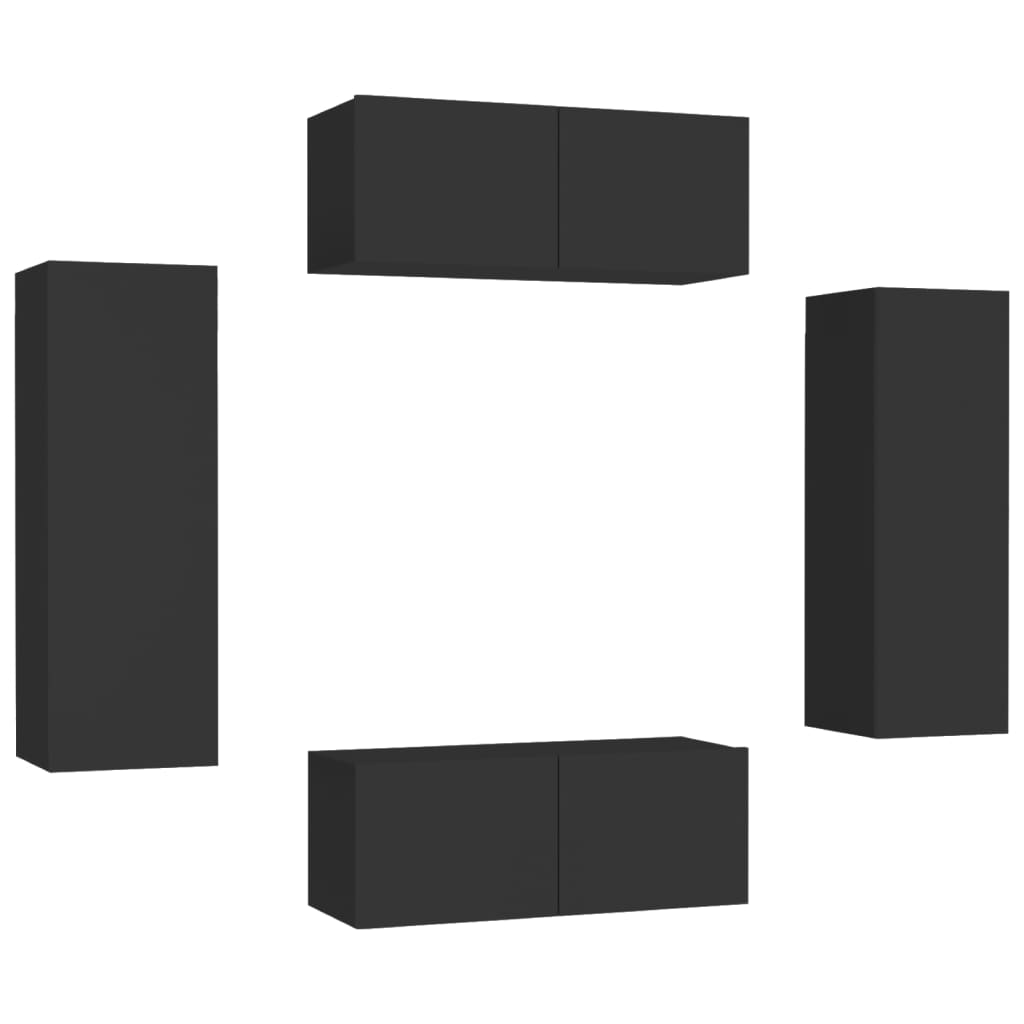 Ensemble de meubles TV 4 pièces en bois noir