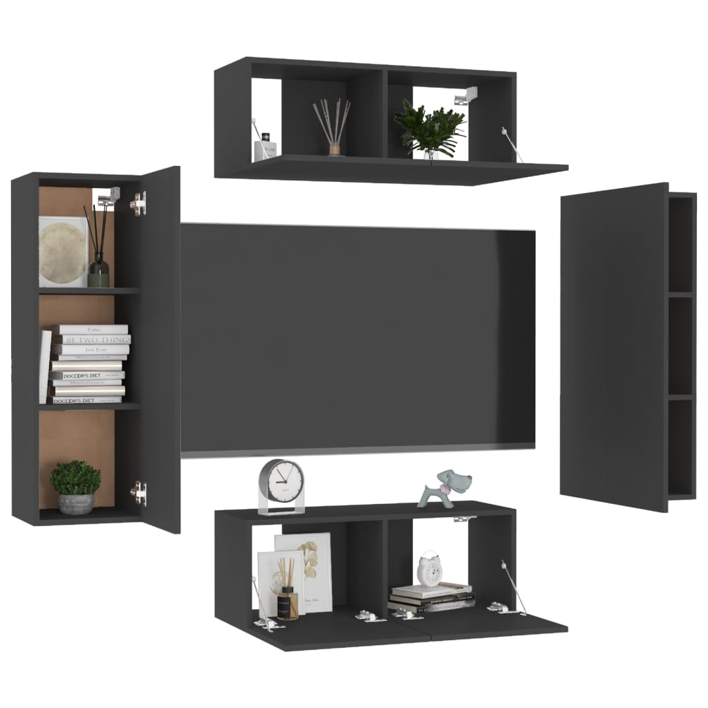 Ensemble de meubles TV 4 pièces en bois noir
