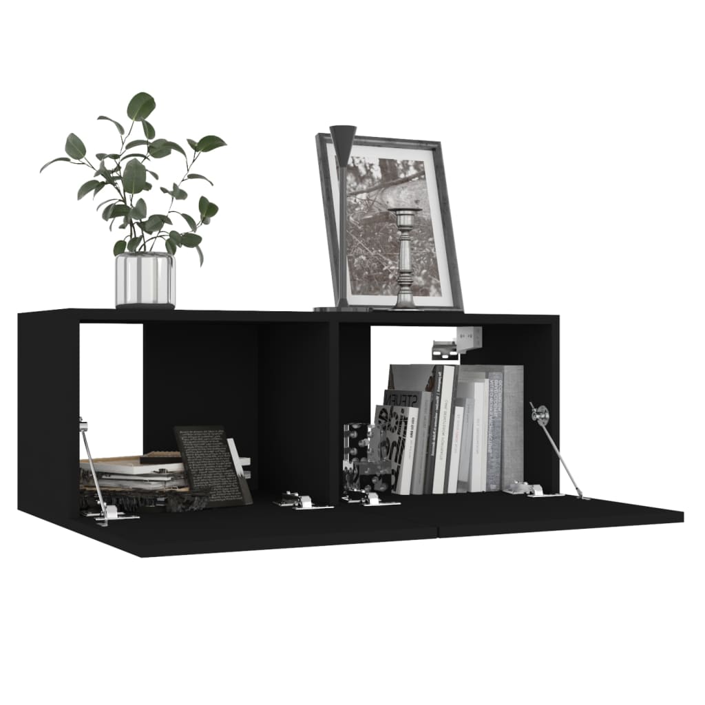 Ensemble de meubles TV 4 pièces en bois noir