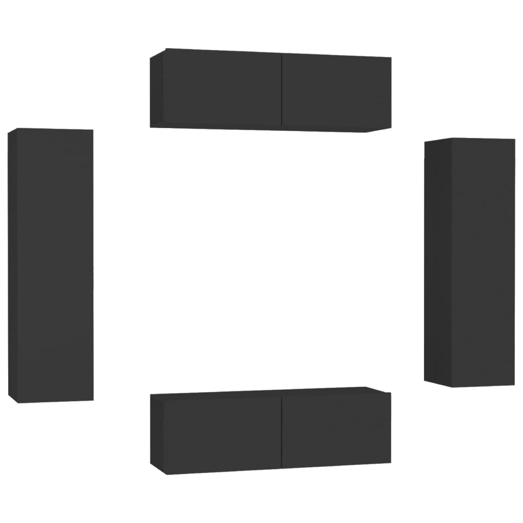 Ensemble de meubles TV 4 pièces en bois noir