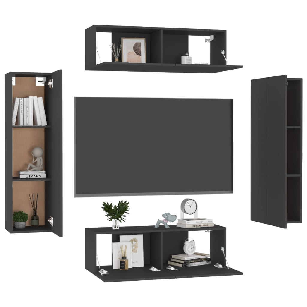 Ensemble de meubles TV 4 pièces en bois noir