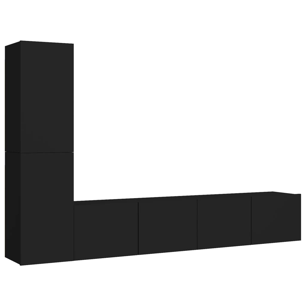 Ensemble de meubles TV 4 pièces en bois noir