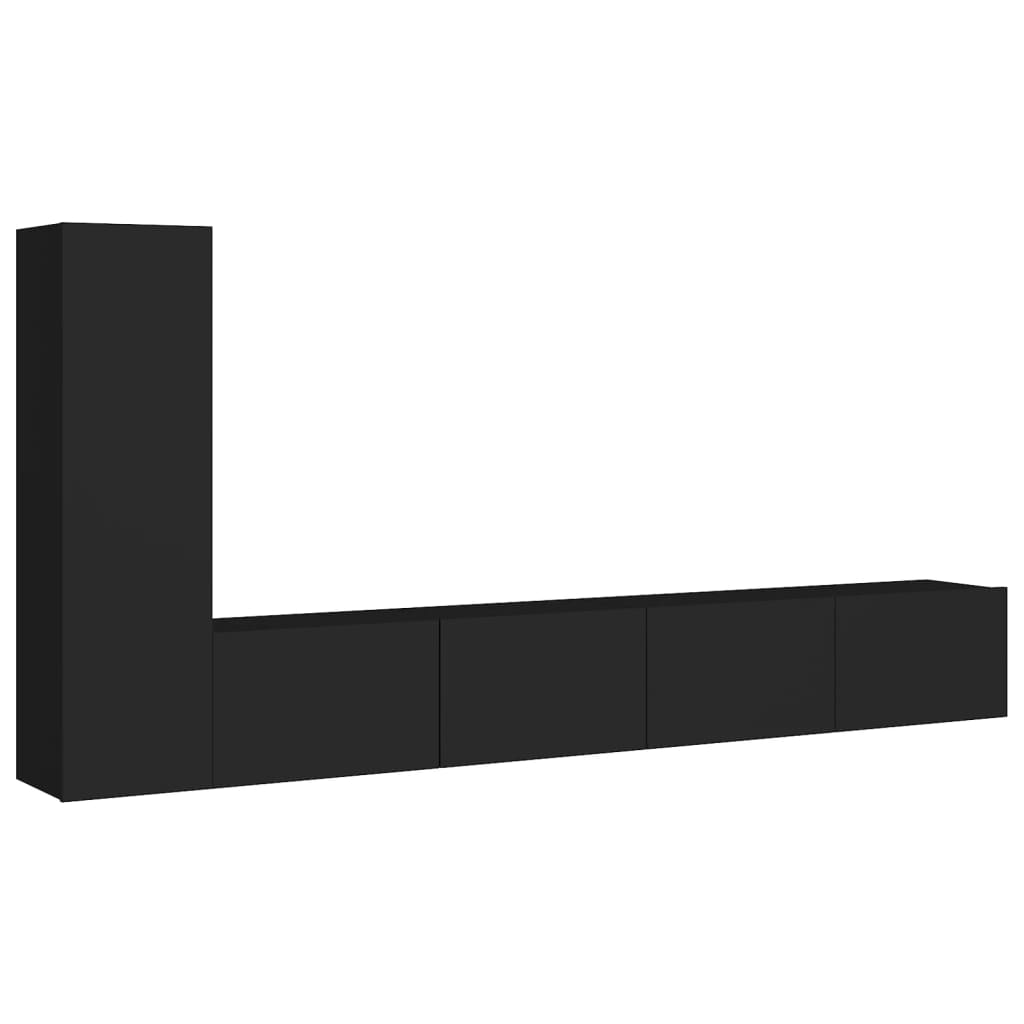 Ensemble de meubles TV 3 pièces en bois noir