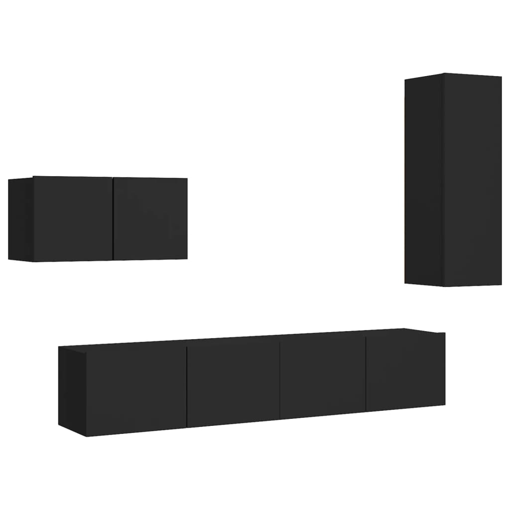 Ensemble de meubles TV 4 pièces en bois noir