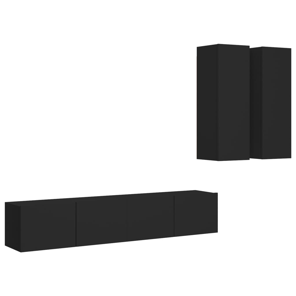 Ensemble de meubles TV 4 pièces en bois noir