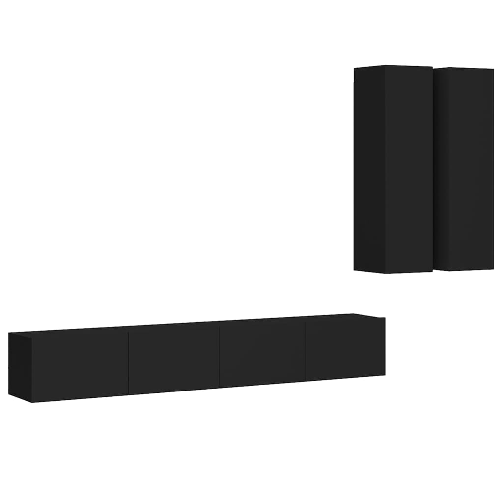 Ensemble de meubles TV 4 pièces en bois noir