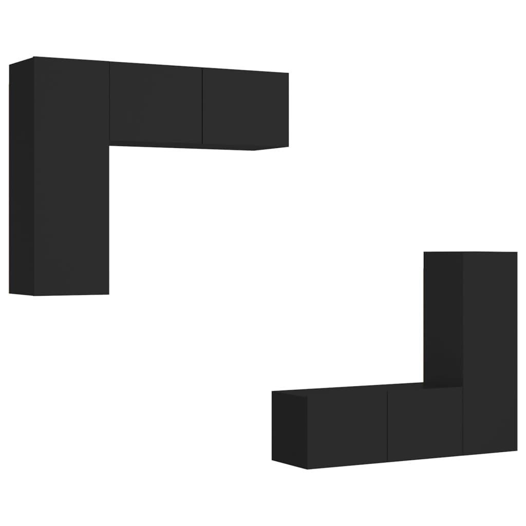 Ensemble de meubles TV 4 pièces en bois noir