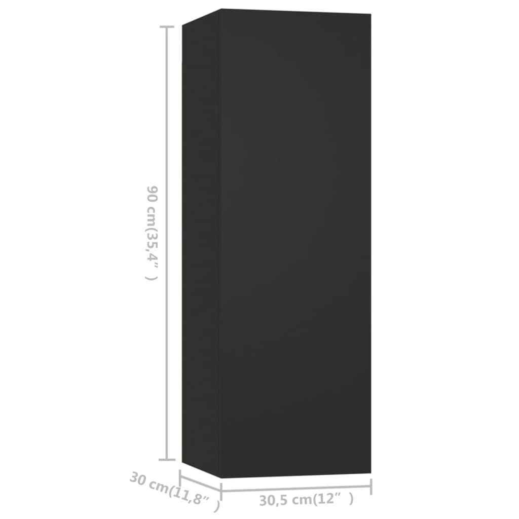 Ensemble de meubles TV 4 pièces en bois noir