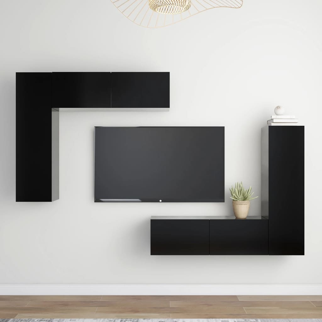 Ensemble de meubles TV 4 pièces en bois noir