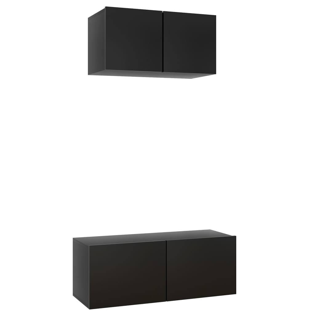Ensemble de meubles TV 2 pièces en bois noir