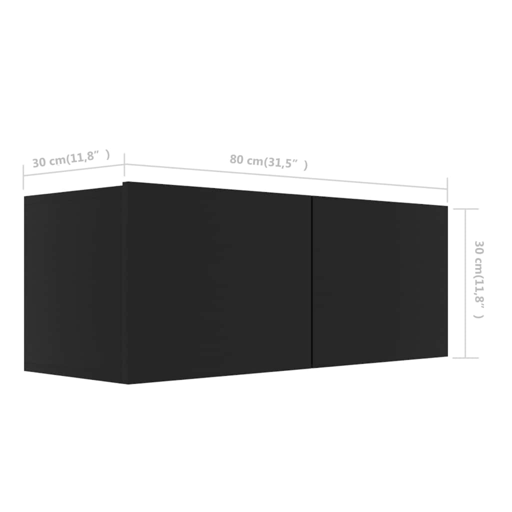 Ensemble de meubles TV 2 pièces en bois noir