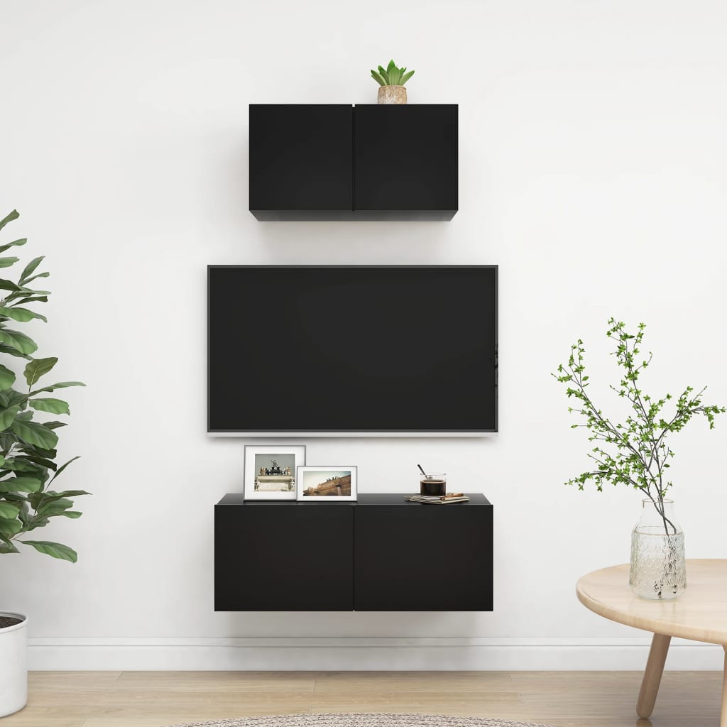Ensemble de meubles TV 2 pièces en bois noir