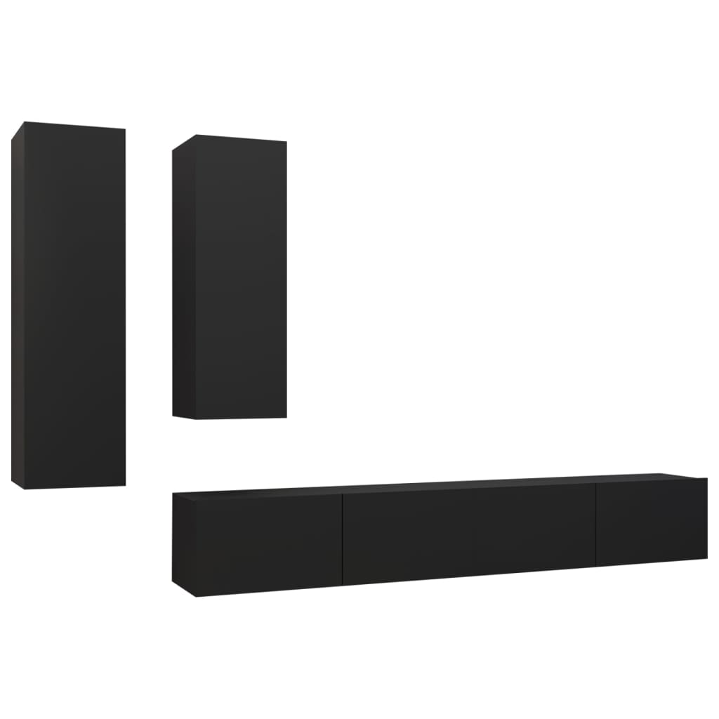 Ensemble de meubles TV 4 pièces en bois noir