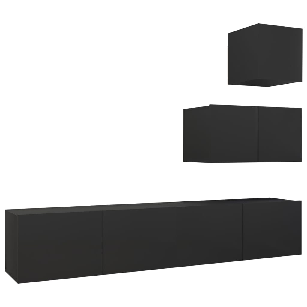 Ensemble de meubles TV 4 pièces en bois noir