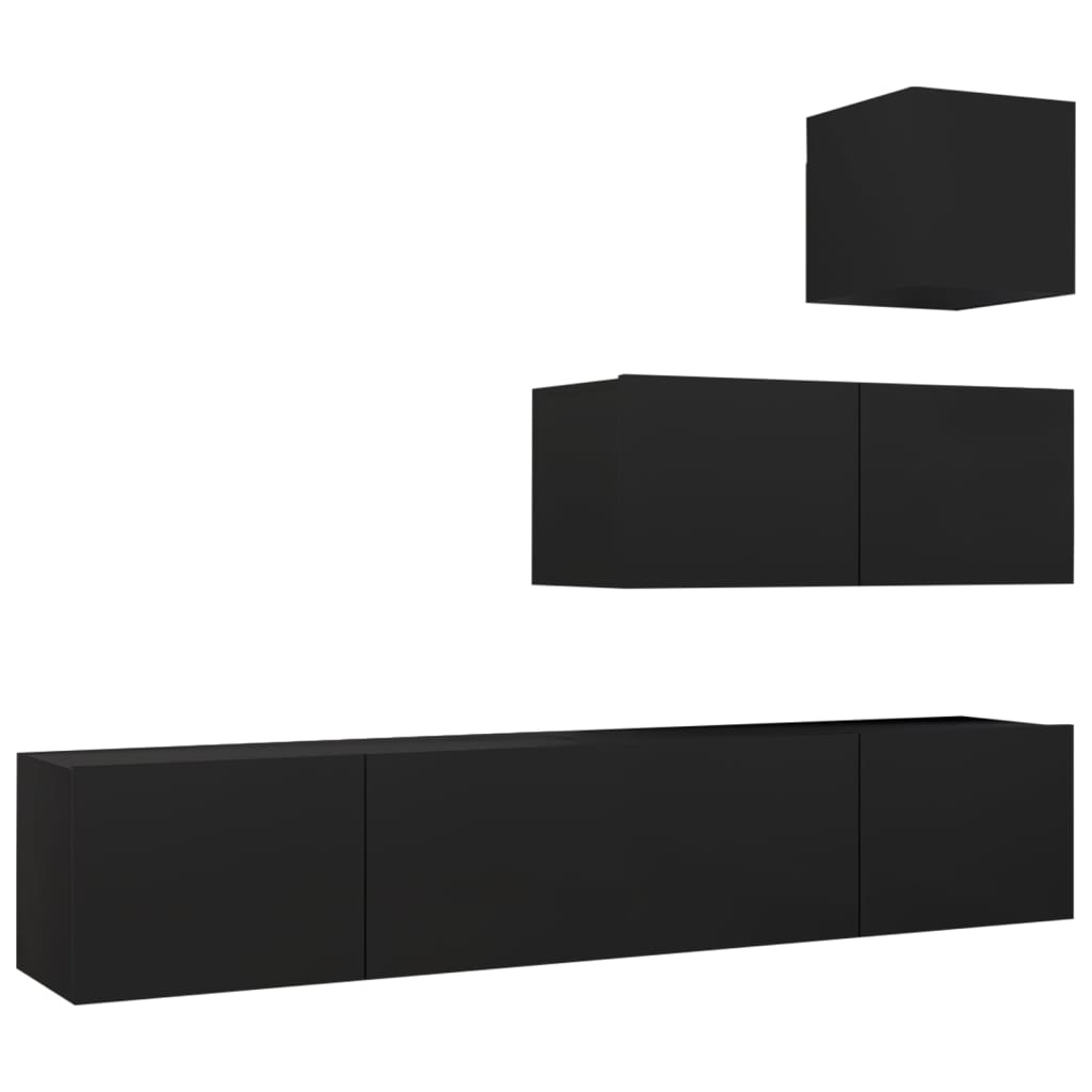 Ensemble de meubles TV 4 pièces en bois noir