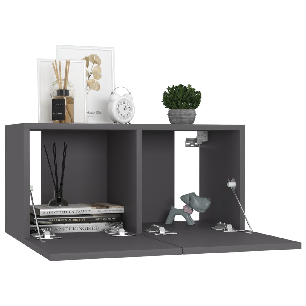 Ensemble de meubles TV 3 pièces, matériau à base de bois gris
