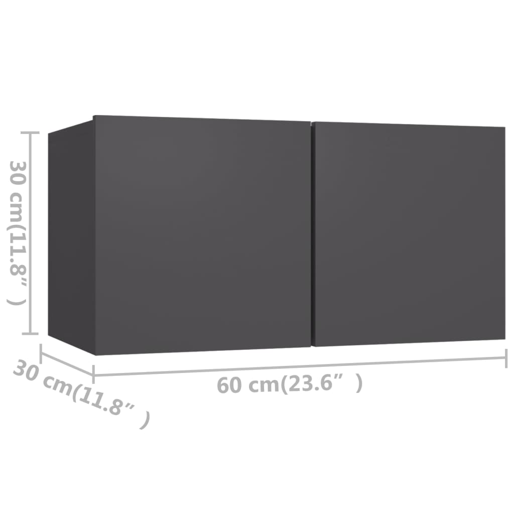 Ensemble de meubles TV 3 pièces, matériau à base de bois gris