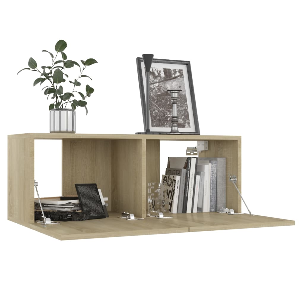 Ensemble de meubles TV 4 pièces en bois de chêne Sonoma
