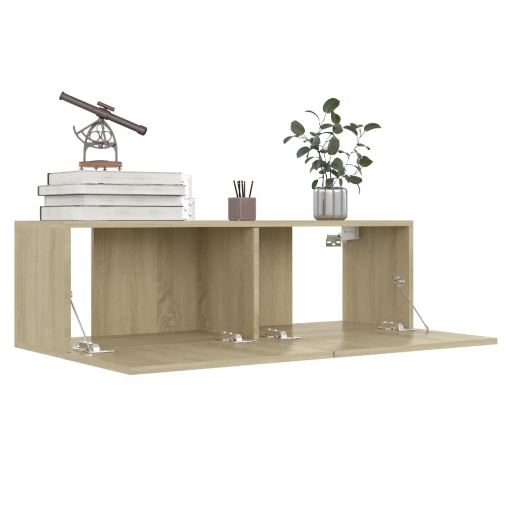 Ensemble de meubles TV 4 pièces en bois de chêne Sonoma