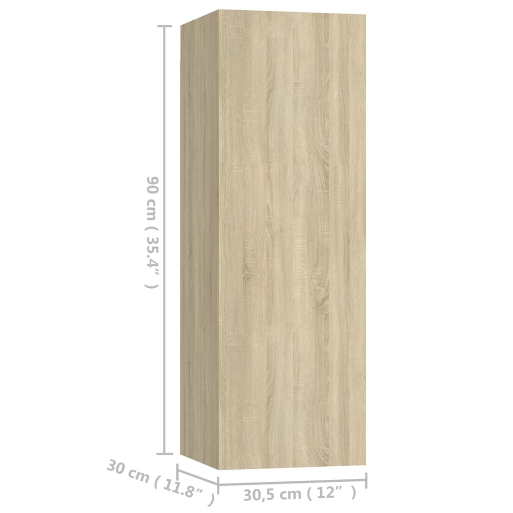Ensemble de meubles TV 3 pièces en bois de chêne Sonoma
