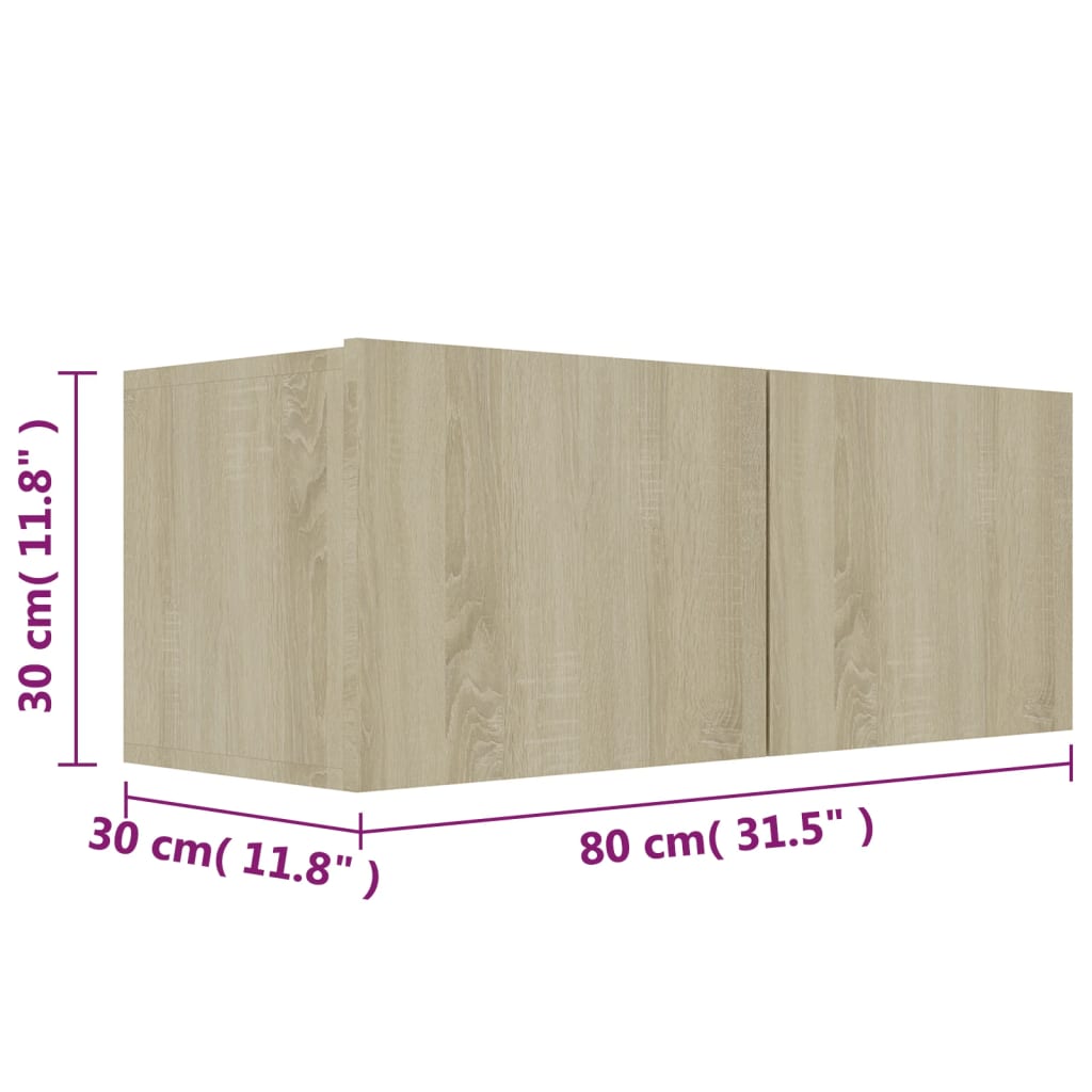 Ensemble de meubles TV 3 pièces en bois de chêne Sonoma