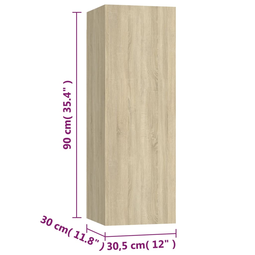 Ensemble de meubles TV 3 pièces en bois de chêne Sonoma