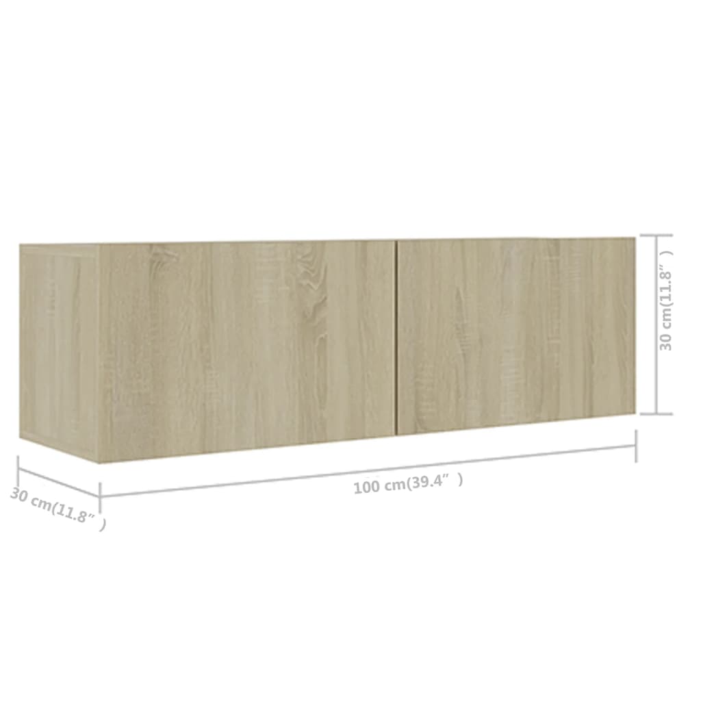 Ensemble de meubles TV 3 pièces en bois de chêne Sonoma