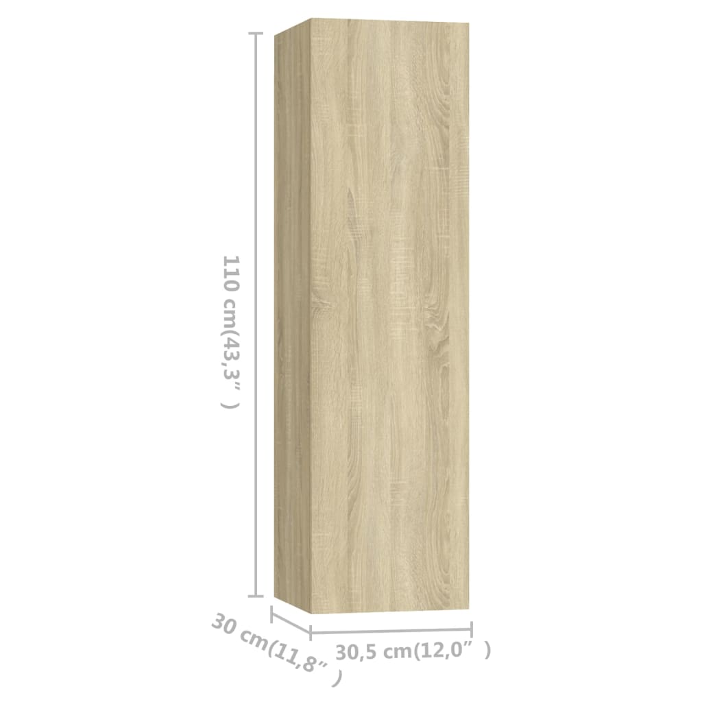 Ensemble de meubles TV 3 pièces en bois de chêne Sonoma