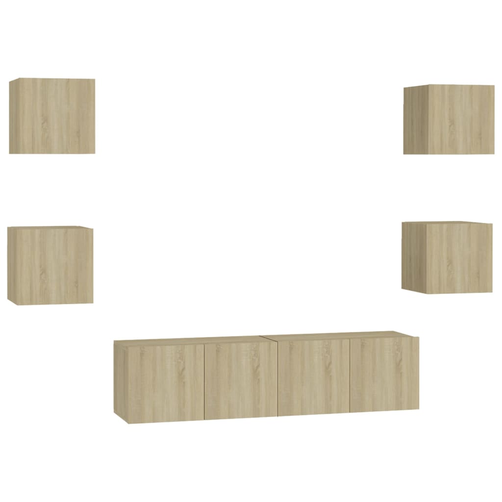 6-piece TV cabinet set Sonoma oak wood material