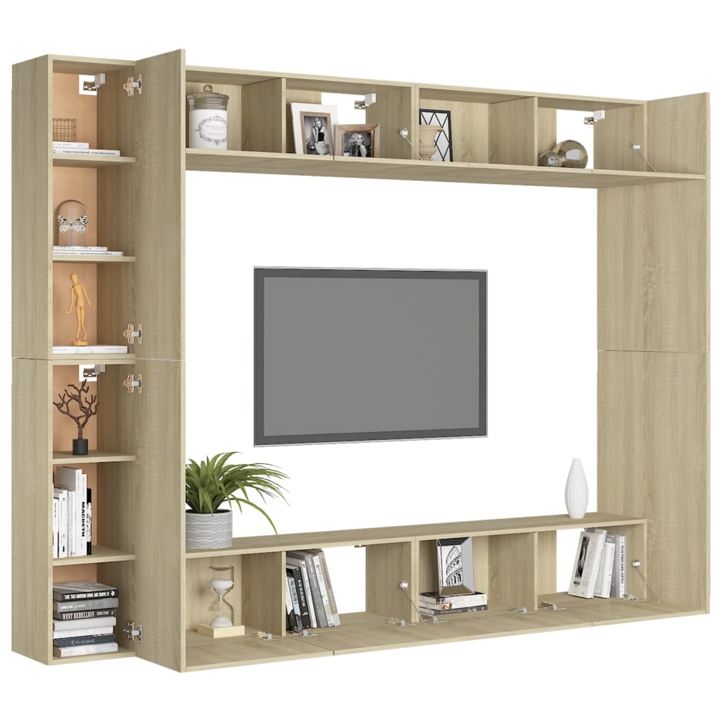 8-piece TV cabinet set Sonoma oak wood material