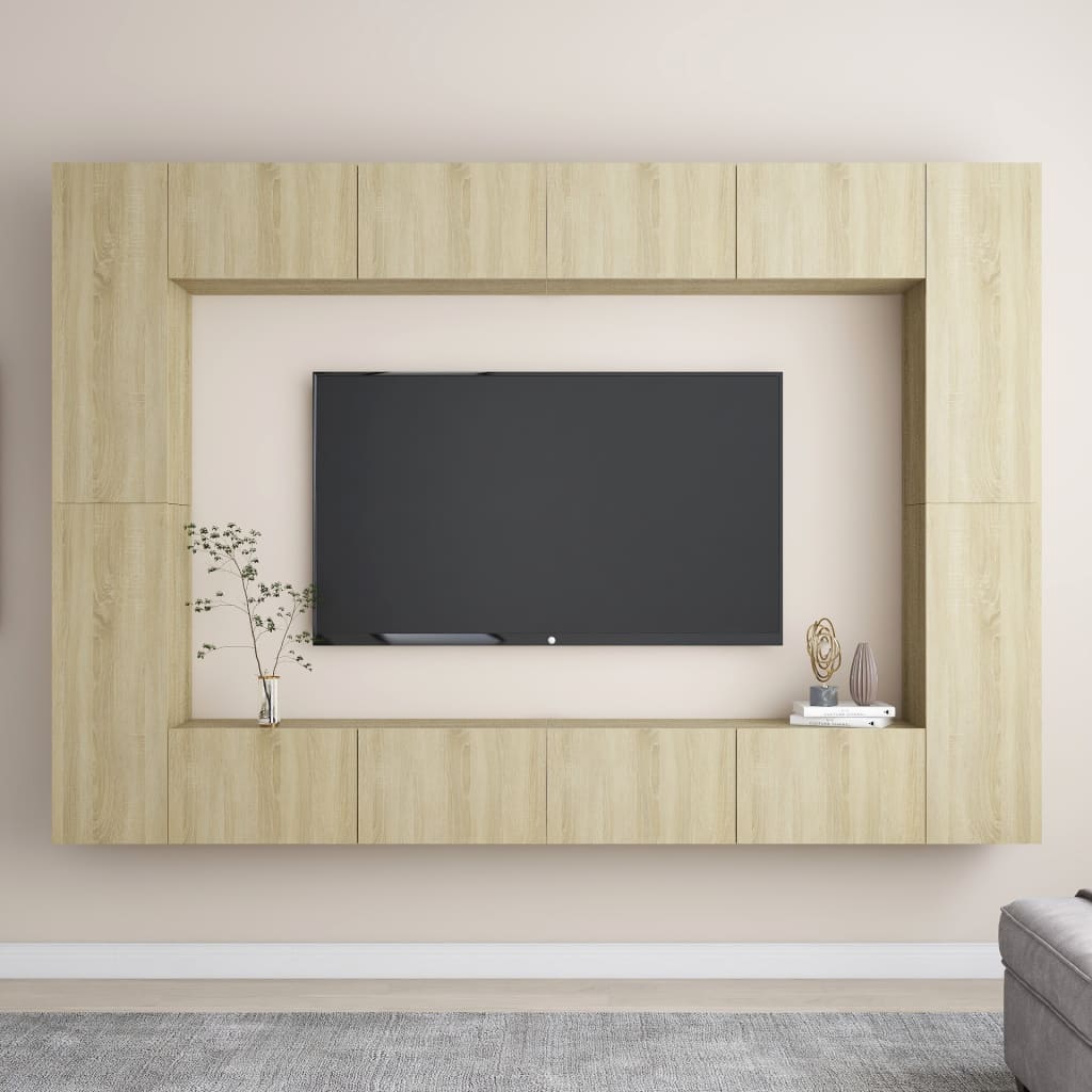 8-piece TV cabinet set Sonoma oak wood material