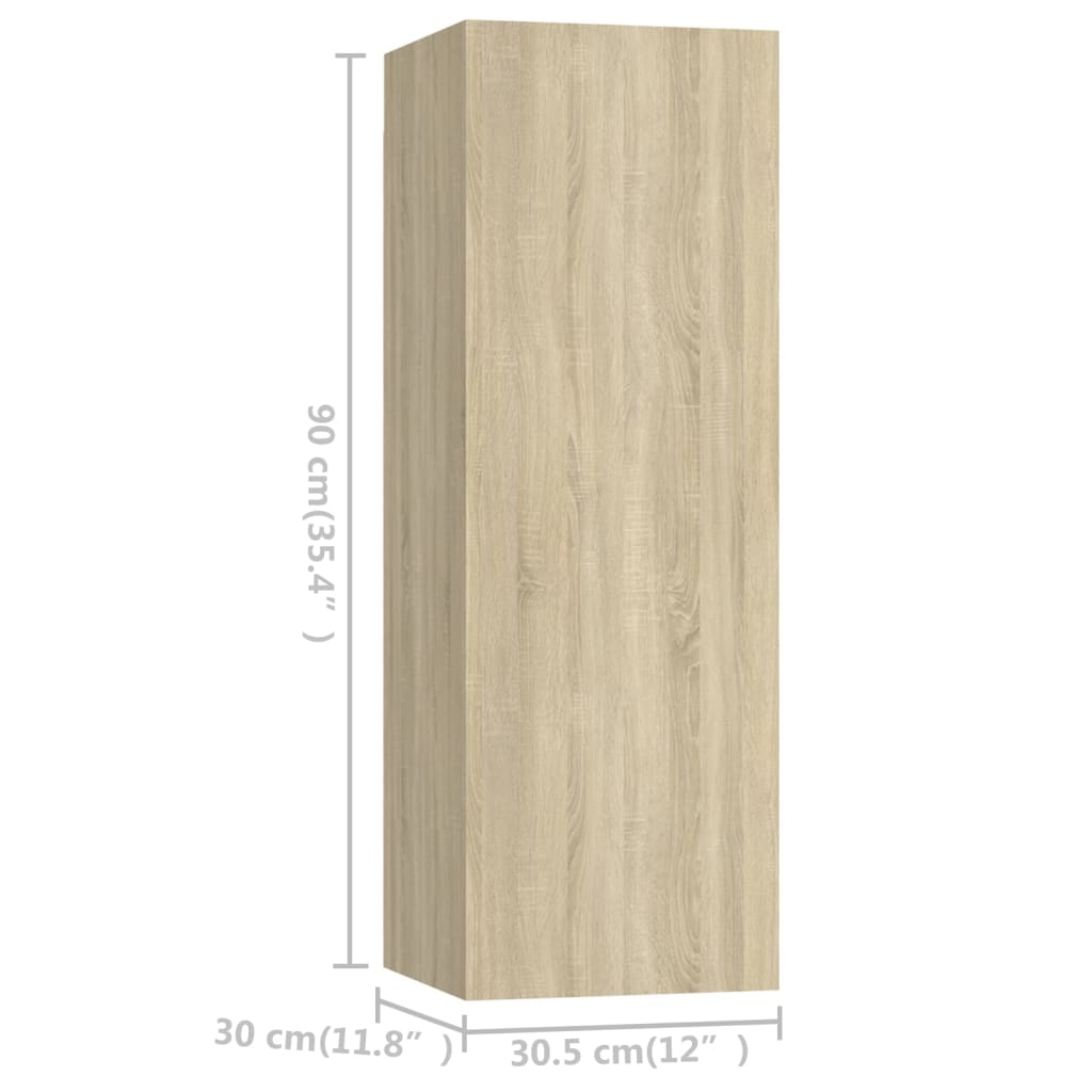 Ensemble de meubles TV 3 pièces en bois de chêne Sonoma