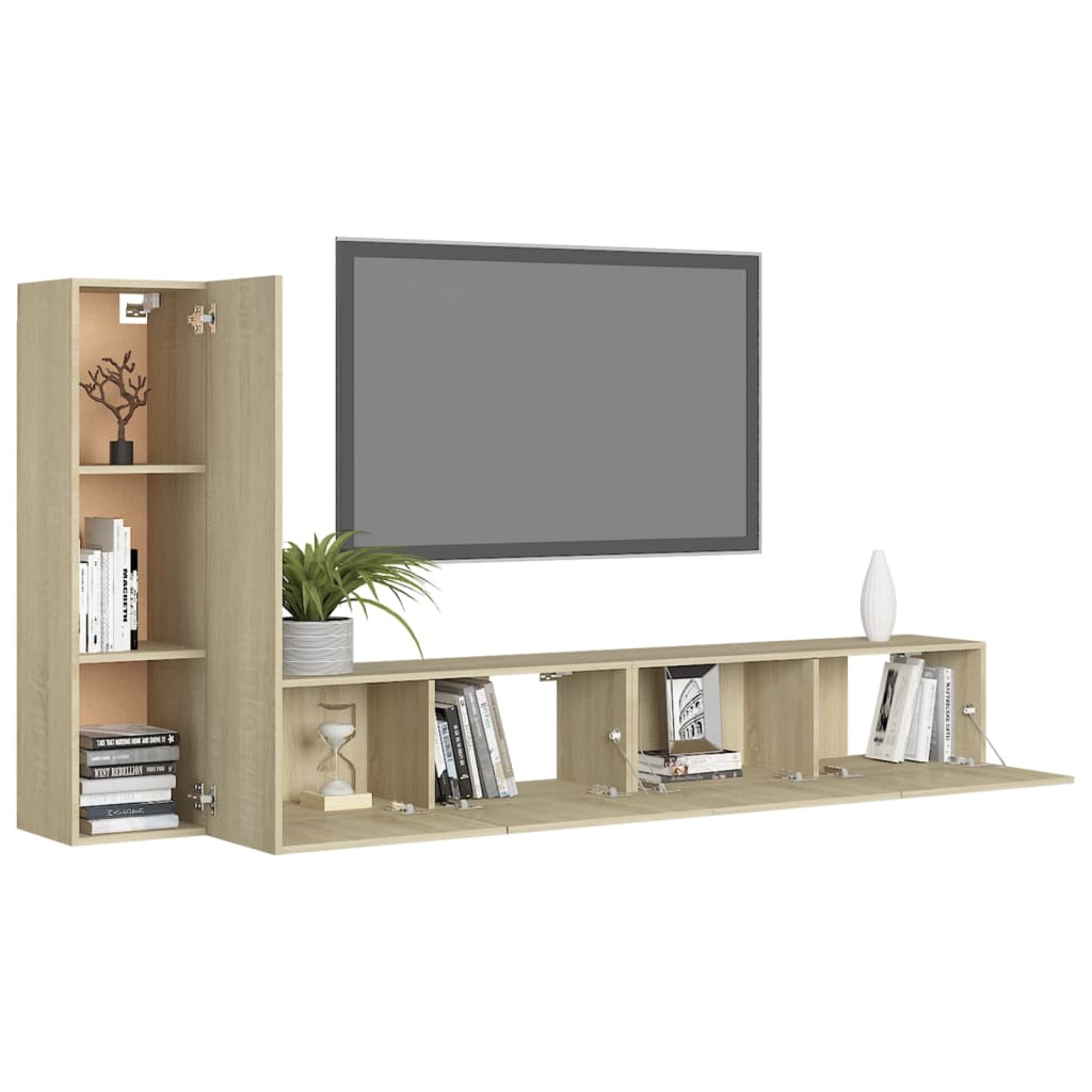 Ensemble de meubles TV 3 pièces en bois de chêne Sonoma