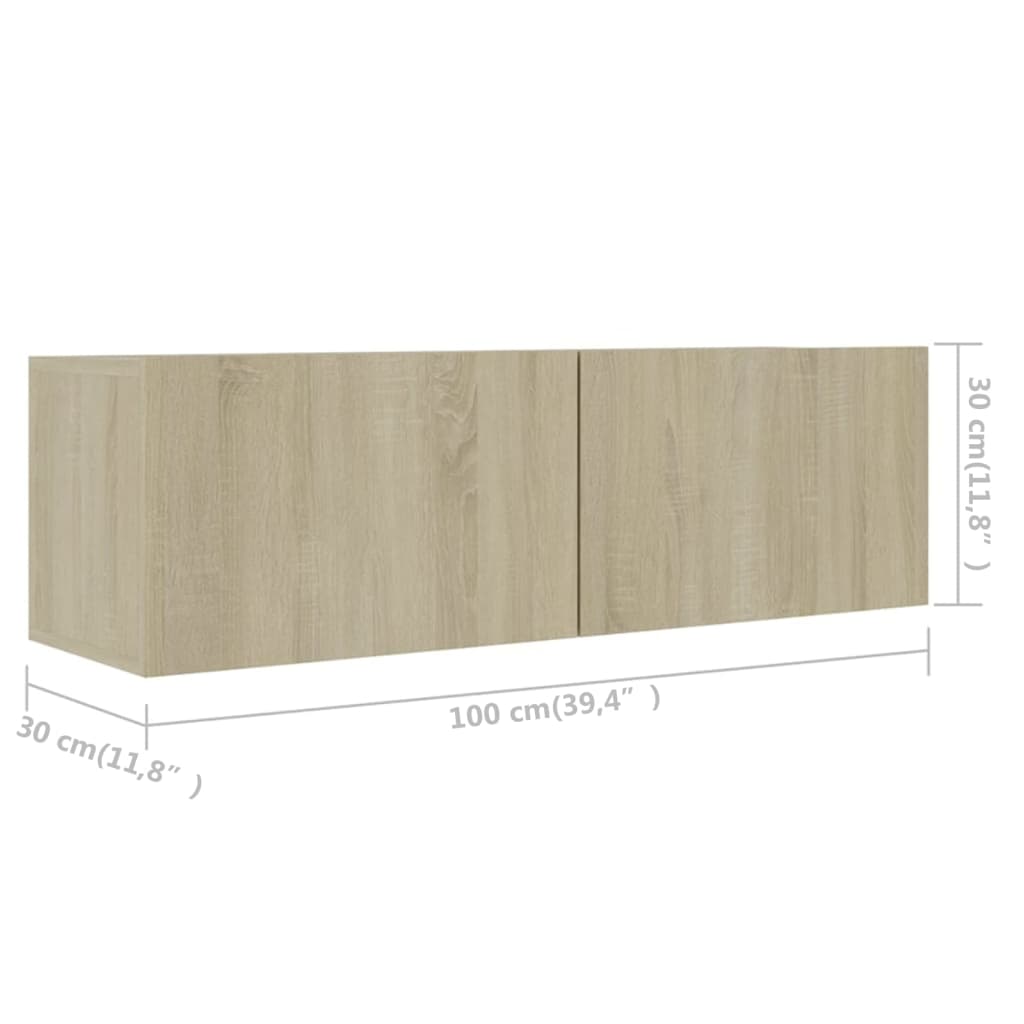 Ensemble de meubles TV 3 pièces en bois de chêne Sonoma