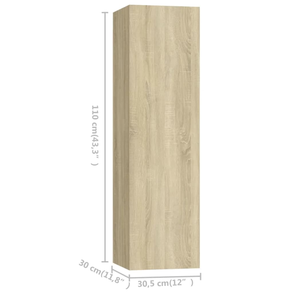 Ensemble de meubles TV 3 pièces en bois de chêne Sonoma