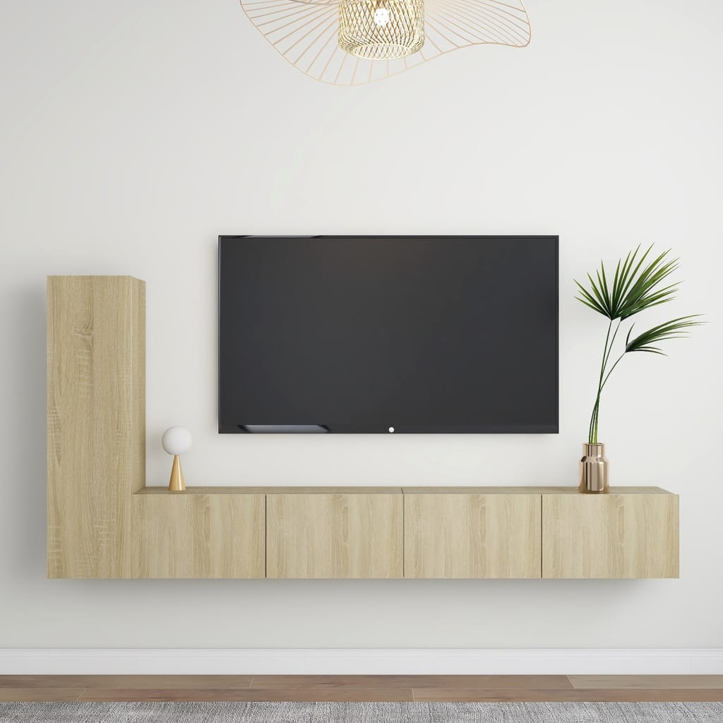 Ensemble de meubles TV 3 pièces en bois de chêne Sonoma