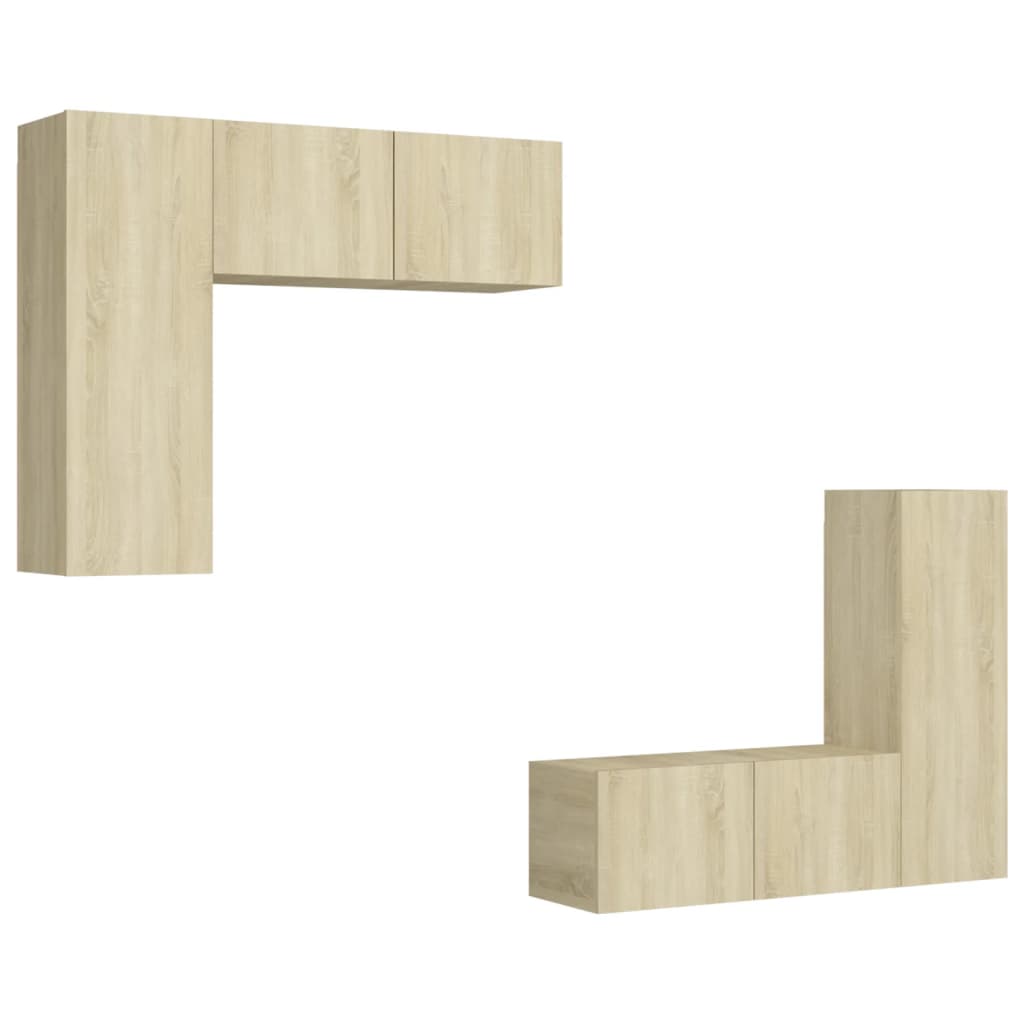 Ensemble de meubles TV 4 pièces en bois de chêne Sonoma