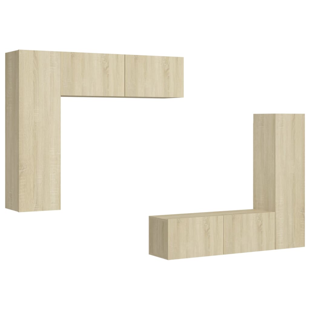 Ensemble de meubles TV 4 pièces en bois de chêne Sonoma