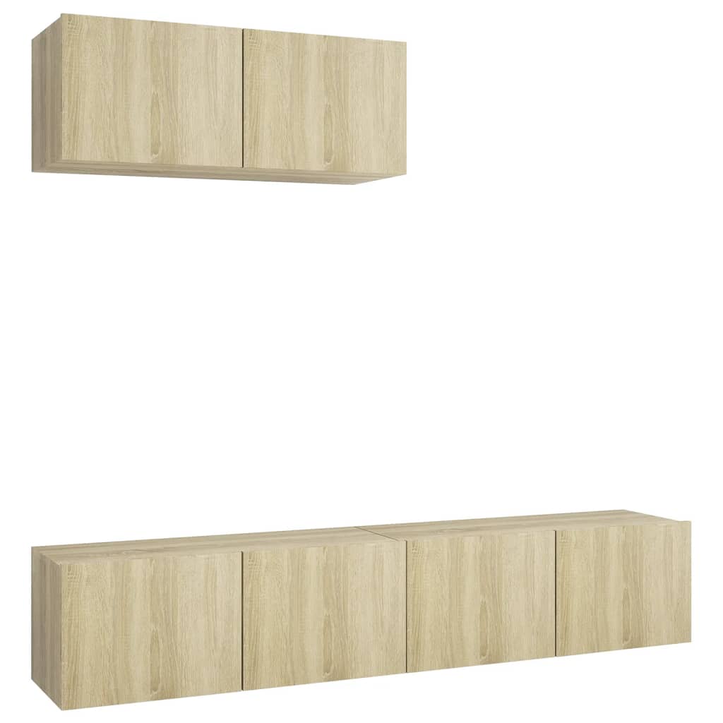 TV cabinets 3 pcs. Sonoma oak wood material